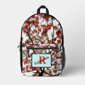 Flamboyant Royal Poinciana Branches Mit Monogramm Bedruckter Rucksack (Vorderseite)