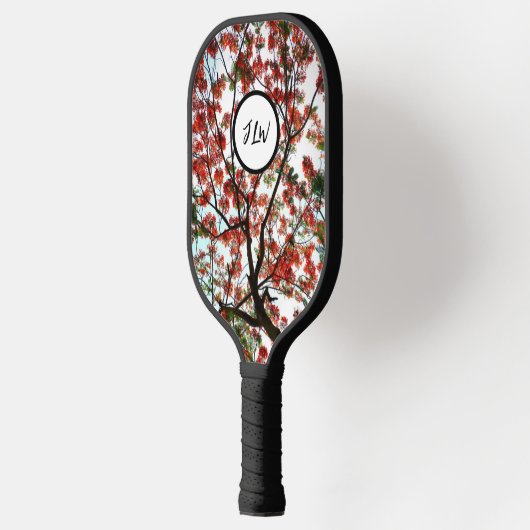 Flamboyant Royal Poinciana Tree mit Initials Pickleball Schläger (Links)