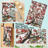 Flamboyant Royal Poinciana Tree Red Schwarz-weiß Geschirrtuch