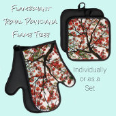 Flamboyant Royal Poinciana Tree Red Schwarz-weiß Ofenhandschuh & Topflappen-Set