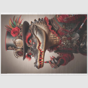 Flamboyant Steampunk Style Alligator Decoupage Seidenpapier