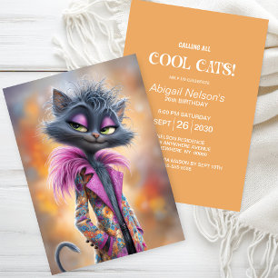 Flamboyante Coole Katze Geburtstagsfeier Einladung