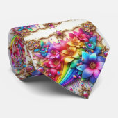 Flamboyante Krawatte | Regenbogenblumen Faux-Glitt (Gerollt)