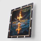 Flame Cross Water Reflection Spirit Matthew 3:11 Quadratische Wanduhr (Winkel)