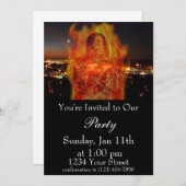 Flame Girl Party Einladung (Vorne/Hinten)