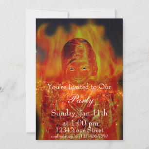 Flame Girl Party Einladung komplett