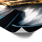 Flame Gold Racing Sports Car Drifting #2 Poster (Ecke)