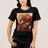 Flame-Haired Dragon with Blossoms Tri-Blend Shirt (Vorderseite)