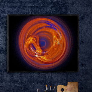 Flame Liquid Glass Abstrakt Fraktal Art Poster