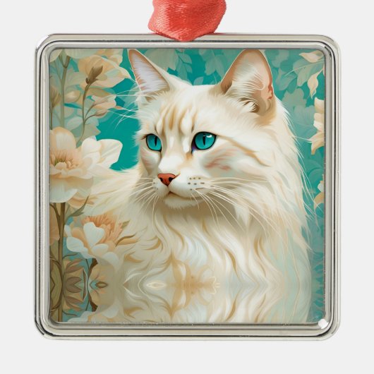 Flame Lynx Point Siamese Portrait Art Ornament Aus Metall (Vorne)