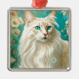 Flame Lynx Point Siamese Portrait Art Ornament Aus Metall