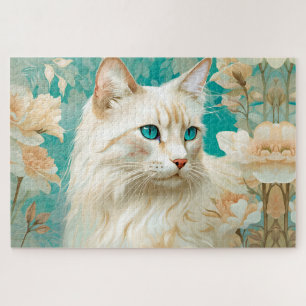 Flame Lynx Point Siamese Portrait Art Puzzle