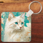 Flame Lynx Point Siamese Portrait Art Schlüsselanhänger (Rückseite)