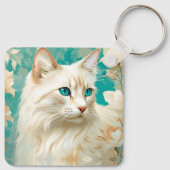 Flame Lynx Point Siamese Portrait Art Schlüsselanhänger (Rückseite)