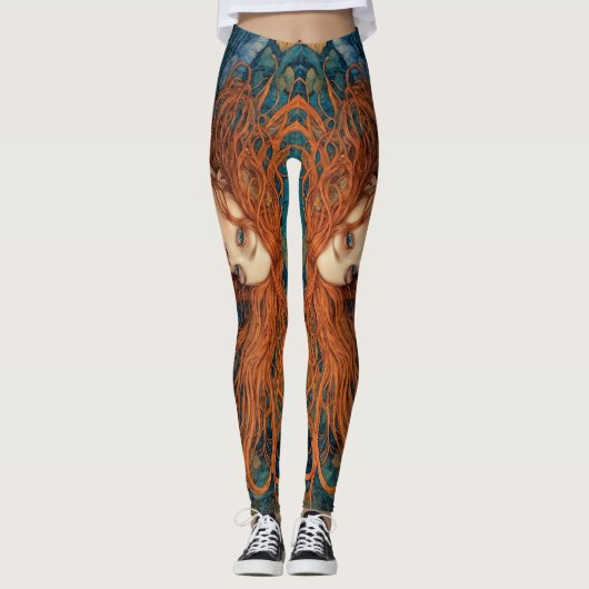 "Flame of the Tides" - A Colourful Portrait Leggings (Vorderseite)