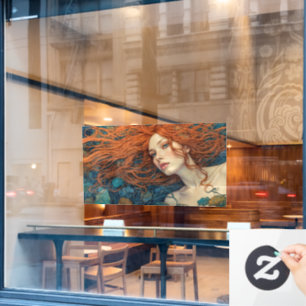 "Flame of the Tides" - Ein farbenfrohes Porträt Fensteraufkleber