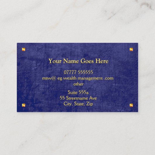 Flame Phoenix, blaues Leder-Look, Vermögensberater Visitenkarte (Rückseite)