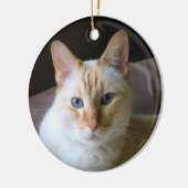 Flame Point Siamese Katze mit blauen Augen Keramik Ornament (Links)