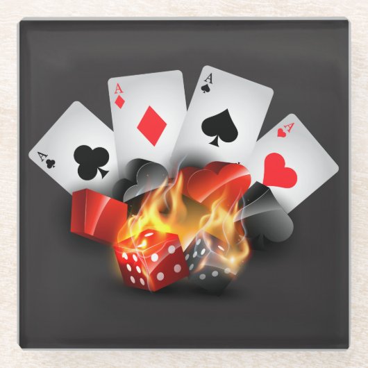 Flame Poker Casino Black Glasuntersetzer (Vorderseite)