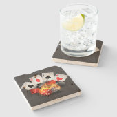 Flame Poker Casino Black Steinuntersetzer (Seitenansicht)