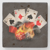Flame Poker Casino Black Steinuntersetzer (Vorderseite)