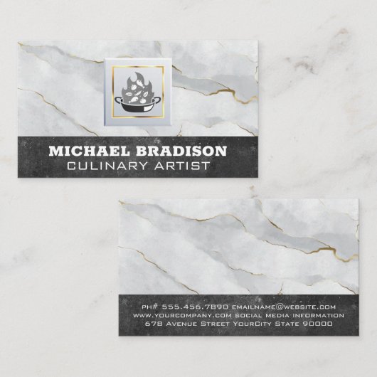 Flame-Pop-Logo | Marmor Visitenkarte (Vorne/Hinten)