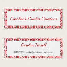 Flame Red White Crochet Lace Muster Business Card