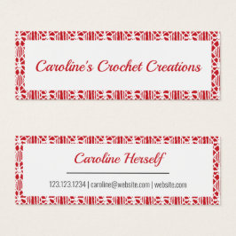 Flame Red White Crochet Lace Muster Business Card