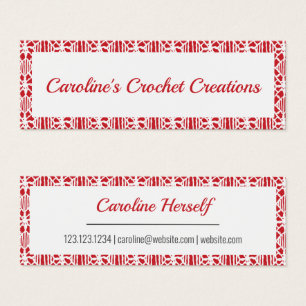 Flame Red White Crochet Lace Muster Business Card