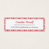 Flame Red White Crochet Lace Muster Business Card (Rückseite)