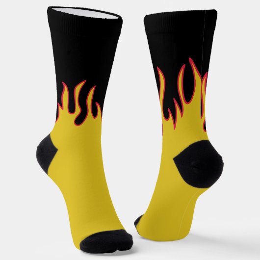 Flame Socks Personalized Yellow and Black Socken (Gewinkelt)