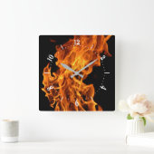 Flame Square Wall Clock Quadratische Wanduhr (Zuhause)
