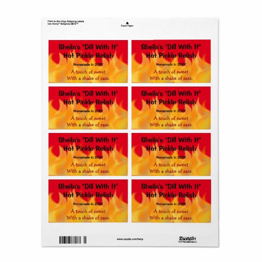 Flame Thame hausgemachte Canning Label (Vorne)