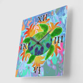Flame Turtle Square Wall Clock Quadratische Wanduhr (Winkel)