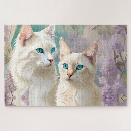 Flame und Lilac Lynx Point Siamese Portrait Art Puzzle (Horizontal)