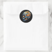 Flame Vortex Skull Runder Aufkleber (Tasche)