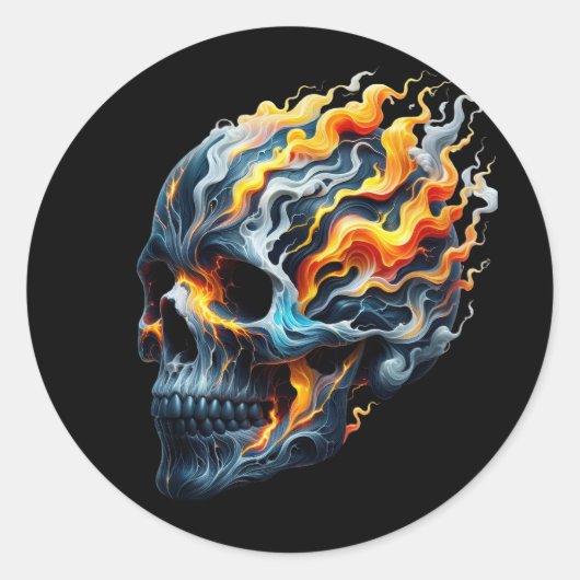 Flame Vortex Skull Runder Aufkleber (Vorderseite)