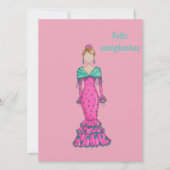 Flamenca traje rosa con lunares verdes karte (Vorderseite)