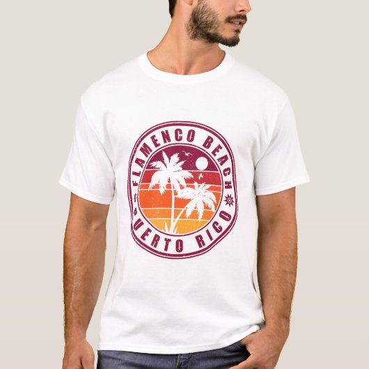 Flamenco Beach Puerto Rico Retro Sunset Souvenir T-Shirt (Vorderseite)