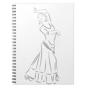 Flamenco Dancer Line Art Notizblock