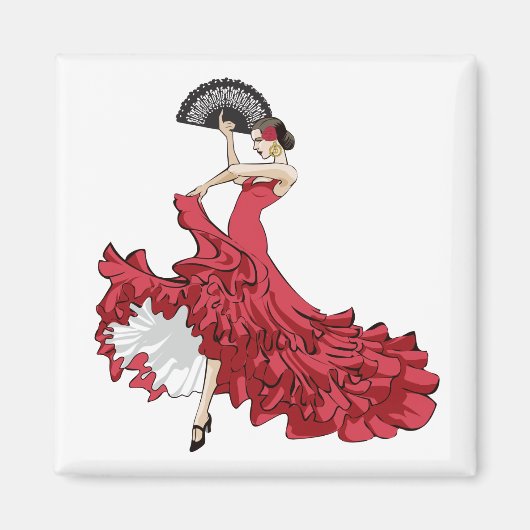 Flamenco Dancer Magnet Rotes Kleid (Vorne)