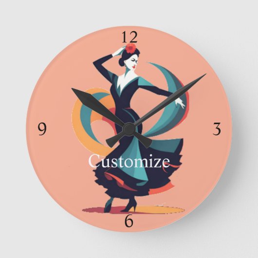 Flamenco Dancer Thunder_Cove Runde Wanduhr (Vorderseite)