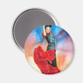 FLAMENCO DANCER Wasserfarbe Magnet (Vorderseite/Rückseite)