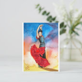 FLAMENCO DANCER Wasserfarbe Postkarte (Stehend Vorderseite)