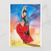 FLAMENCO DANCER Wasserfarbe Postkarte (Vorderseite)