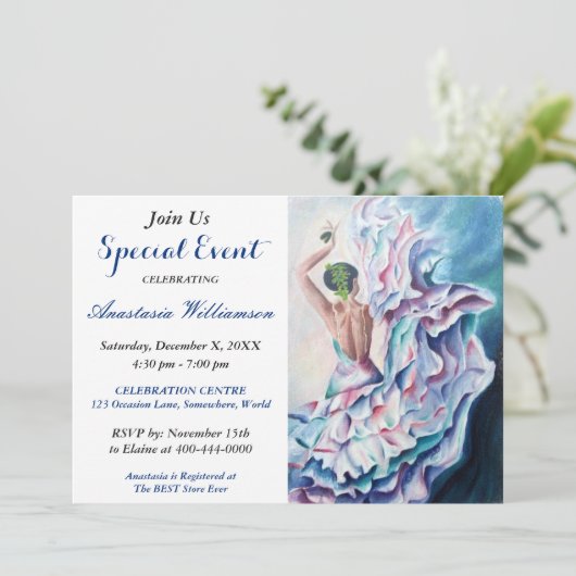 FLAMENCO DANCING PARTY EVITE EINLADUNG (Stehend Vorderseite)