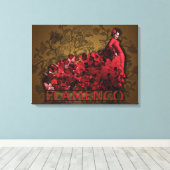 Flamenco Lady Spain Dance Rotes Schwarzes Braun Leinwanddruck (Insitu (Holzboden))