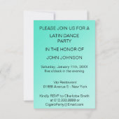 Flamenco Latin Dance Party Mint Blue Ombre Einladung (Rückseite)