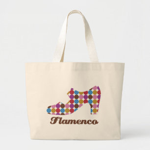 Flamenco-Polka-Punkt-natürliche Leinwand-Tasche Jumbo Stoffbeutel