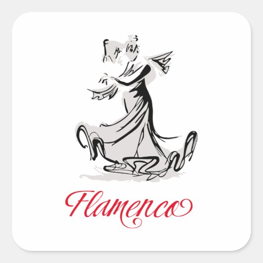Flamenco Quadratischer Aufkleber (Vorderseite)